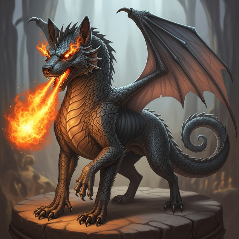 Dragon Dog: Mythical Crossbreed of Loyalty and Fire Dragon Dog: Mythical Crossbreed of Loyalty and Fire