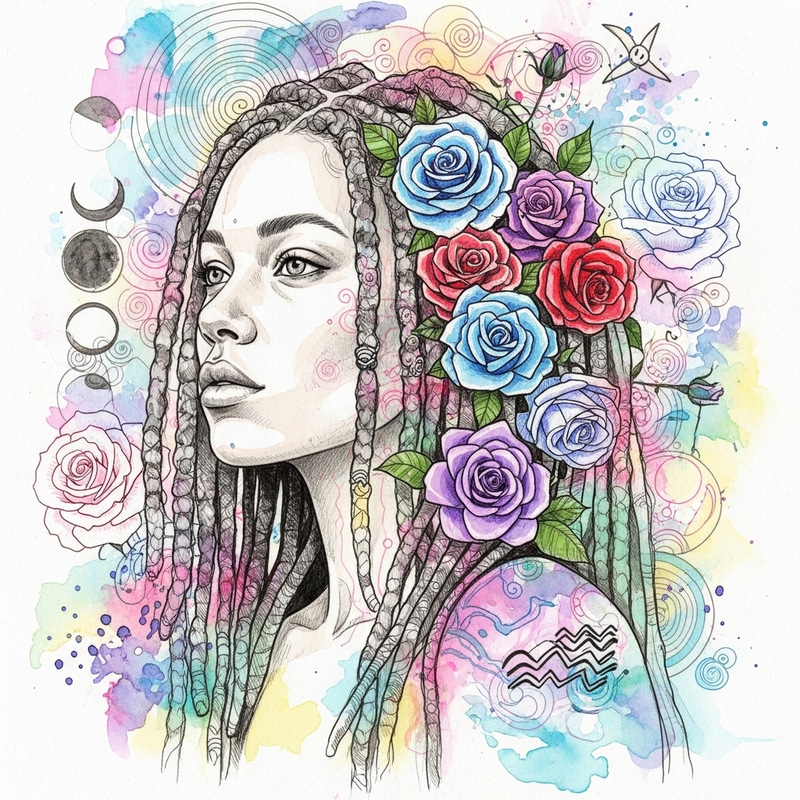 Ethereal Aquarius Woman Mixed Media Art Ethereal Aquarius Woman Mixed Media Art
