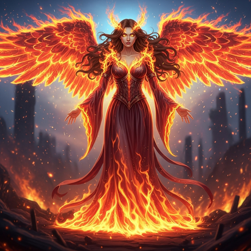 Majestic Fire Angel: Dominance & Grace Majestic Fire Angel: Dominance & Grace
