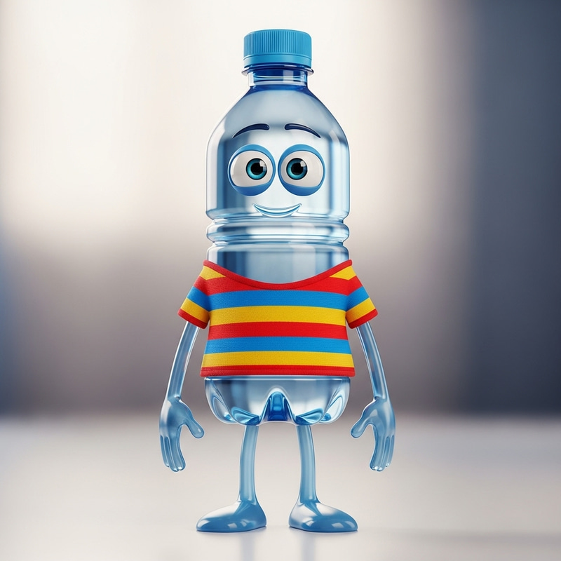 Fun Humanized Plastic Bottle in a T-Shirt Fun Humanized Plastic Bottle in a T-Shirt
