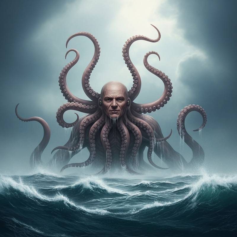 Kraken with Human Face: Enormous Mythical Sea Monster Kraken with Human Face: Enormous Mythical Sea Monster