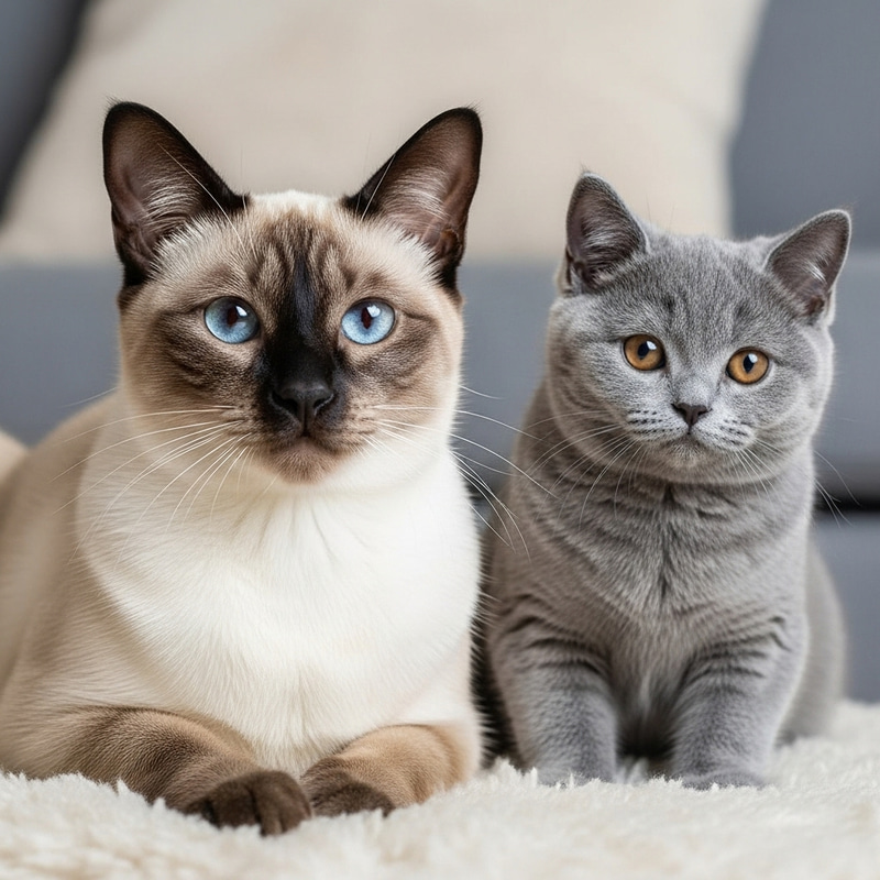 Siamese Cat & British Shorthair: Indoor Cat Duo Siamese Cat & British Shorthair: Indoor Cat Duo