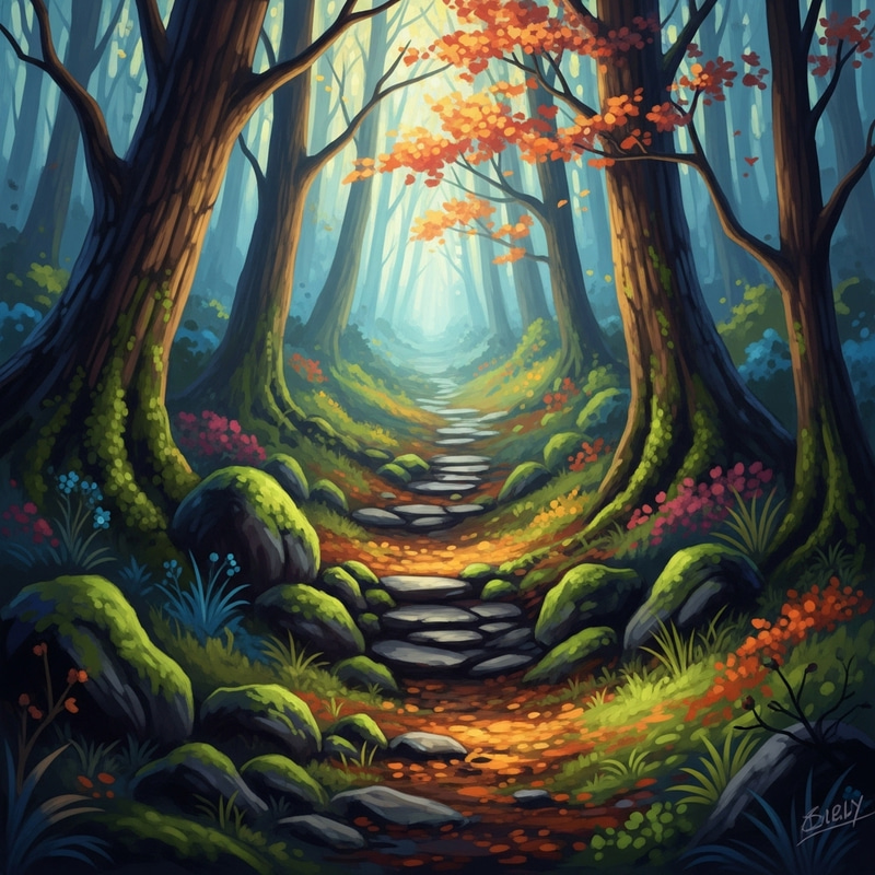 Enchanted Forest Path | Mystical Shadows & Vibrant Colors Enchanted Forest Path | Mystical Shadows & Vibrant Colors