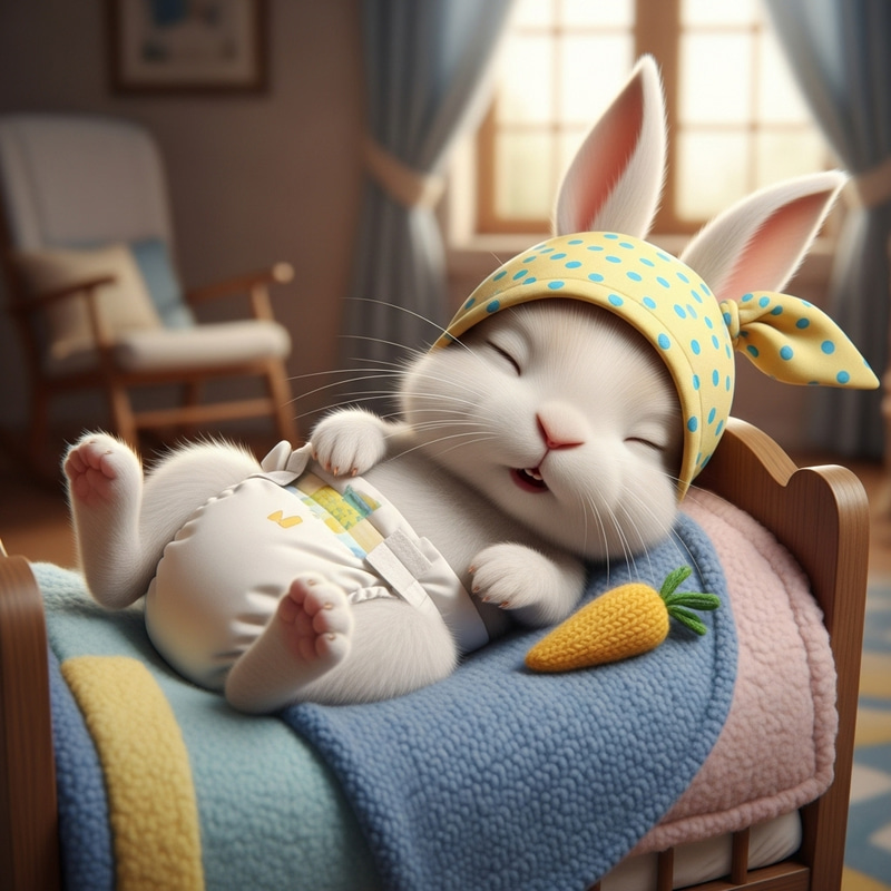 Cute Baby Rabbit in Diapers | Newborn Bunny in Crib Cute Baby Rabbit in Diapers | Newborn Bunny in Crib