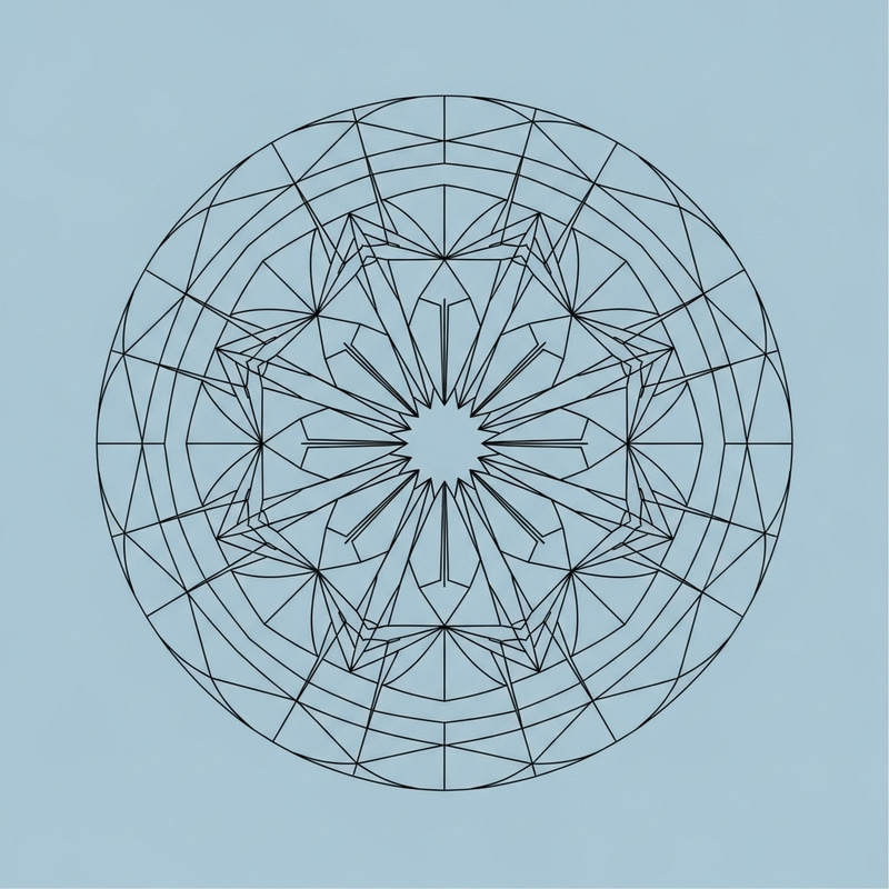 Simplified Geometric Mandala Design in Black and Blue