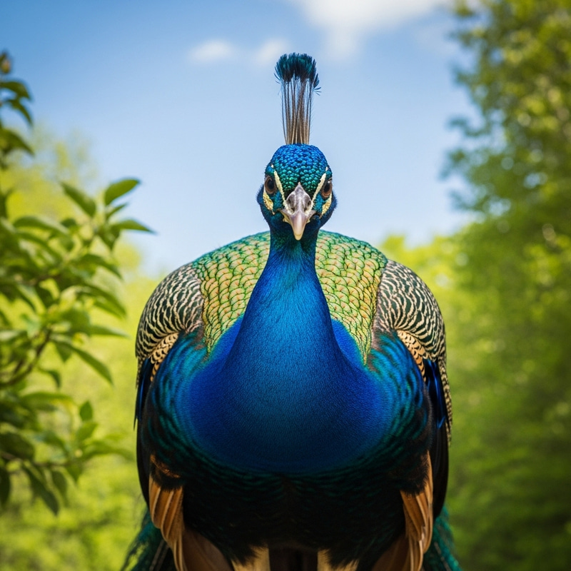 Cute Peacock Facing Towards You