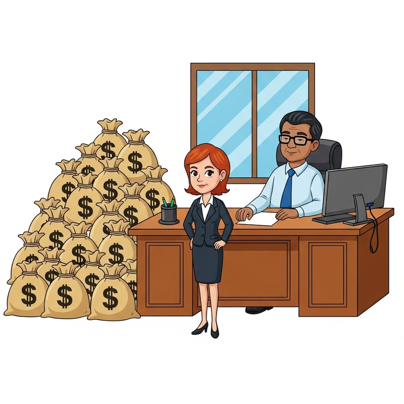 Office Scene: Middle-Aged Manager, Female Secretary, Cannabis Bags