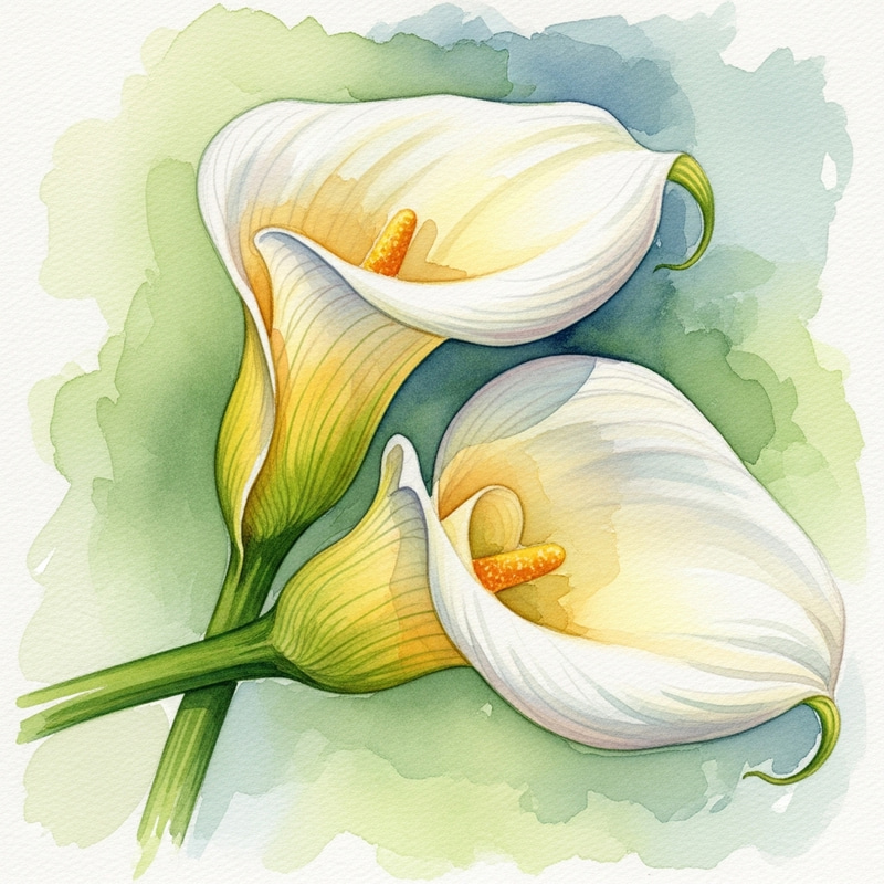 Elegant Calla Lilies Watercolor Art