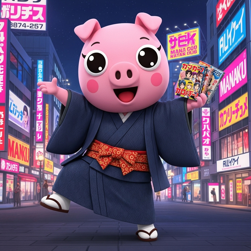 Pepa Pig Otaku: Anime Enthusiast in City Lights Pepa Pig Otaku: Anime Enthusiast in City Lights