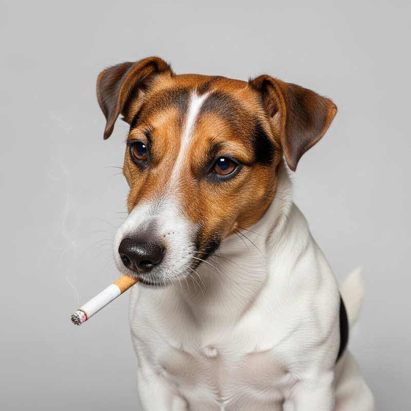 Jack Russell Dog with Cigarette Jack Russell Dog with Cigarette