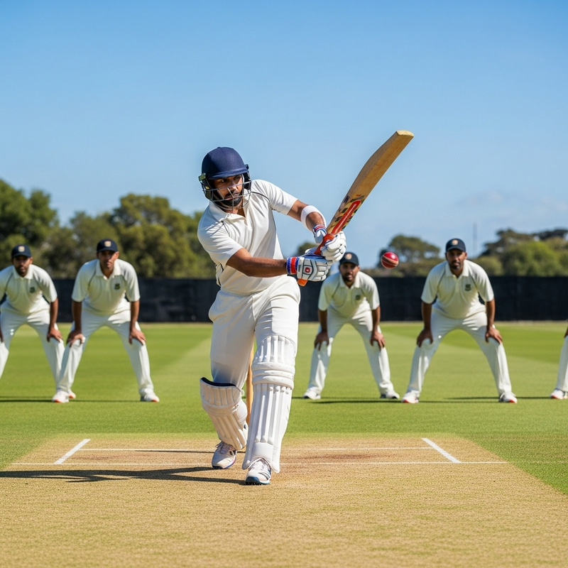 Powerful Cricket Batsman in Traditional Gear