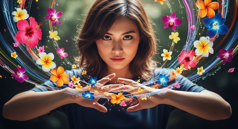 Mysterious Girl with Brown Hair | Magical Floral Aura Mysterious Girl with Brown Hair | Magical Floral Aura