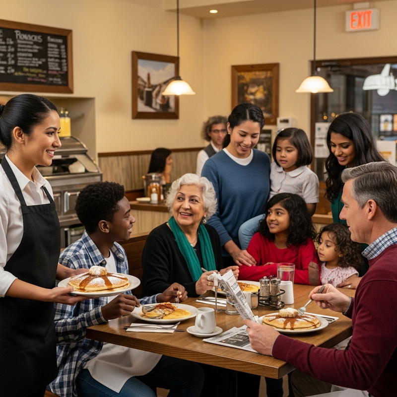 Feel-Good Pancake House | Warm Lighting & Rustic Decor Feel-Good Pancake House | Warm Lighting & Rustic Decor