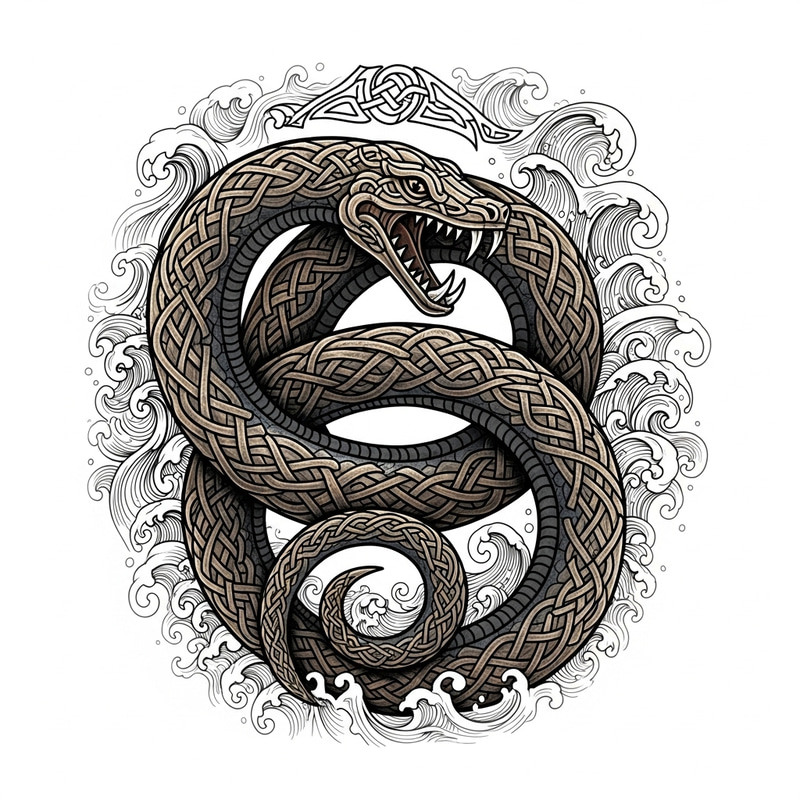 Jörmungandr Tattoo Design | Viking Art Style Jörmungandr Tattoo Design | Viking Art Style