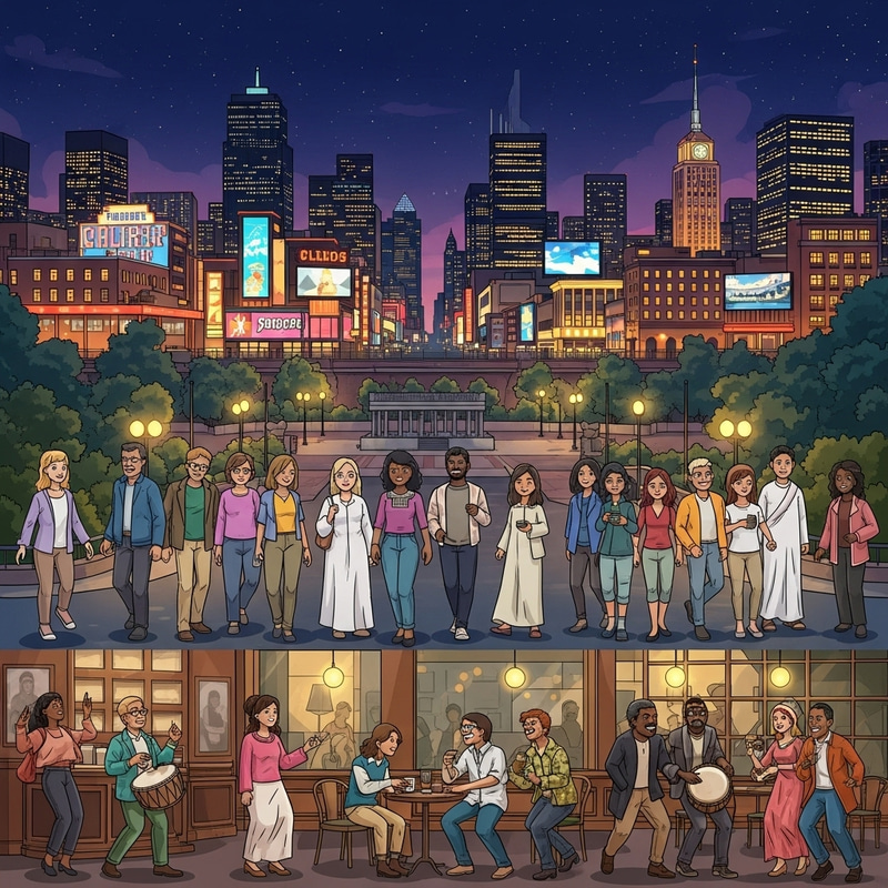 City Panorama Sparkling with Favorite Places, Smiling People, and Cozy Cafe Vibes City Panorama Sparkling with Favorite Places, Smiling People, and Cozy Cafe Vibes