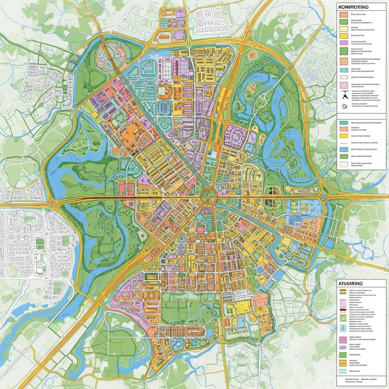 City Zone Urban Planning Map: Residential, Commercial, Parks & Infrastructure City Zone Urban Planning Map: Residential, Commercial, Parks & Infrastructure