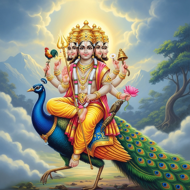 Lord Subramanya on Peacock: Divine & Blissful Presence Lord Subramanya on Peacock: Divine & Blissful Presence