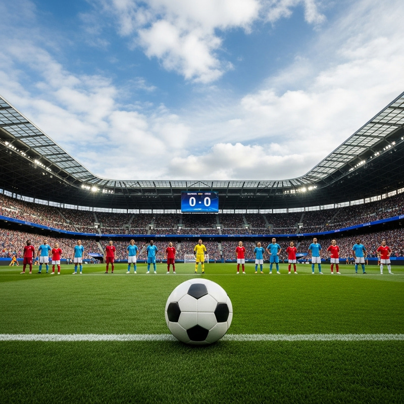 Soccer Stadium Scene with Colorful Fans and Players Soccer Stadium Scene with Colorful Fans and Players
