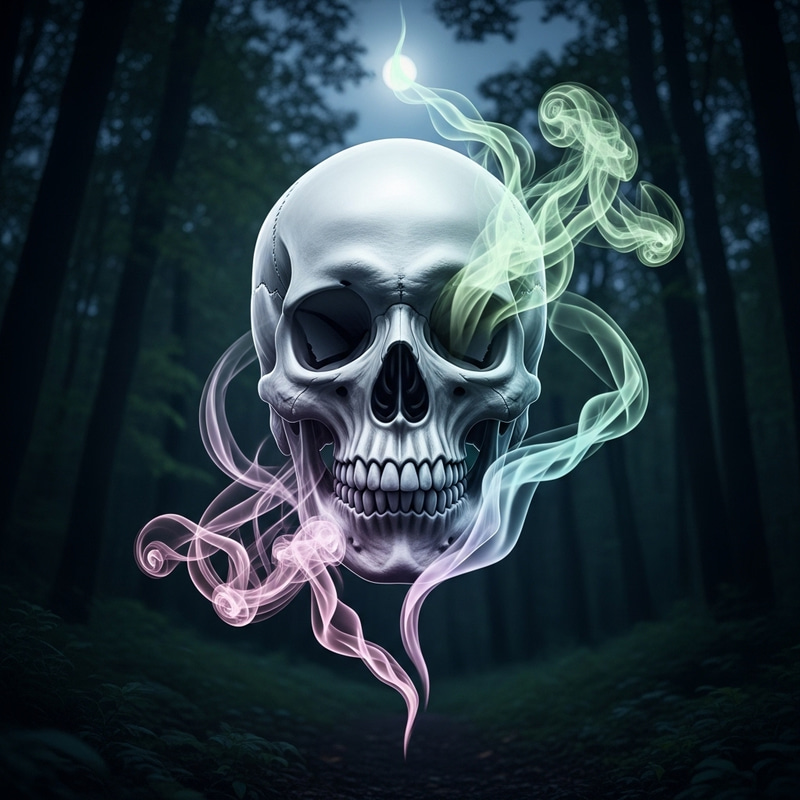Ethereal Skull Wish in Moonlit Forest