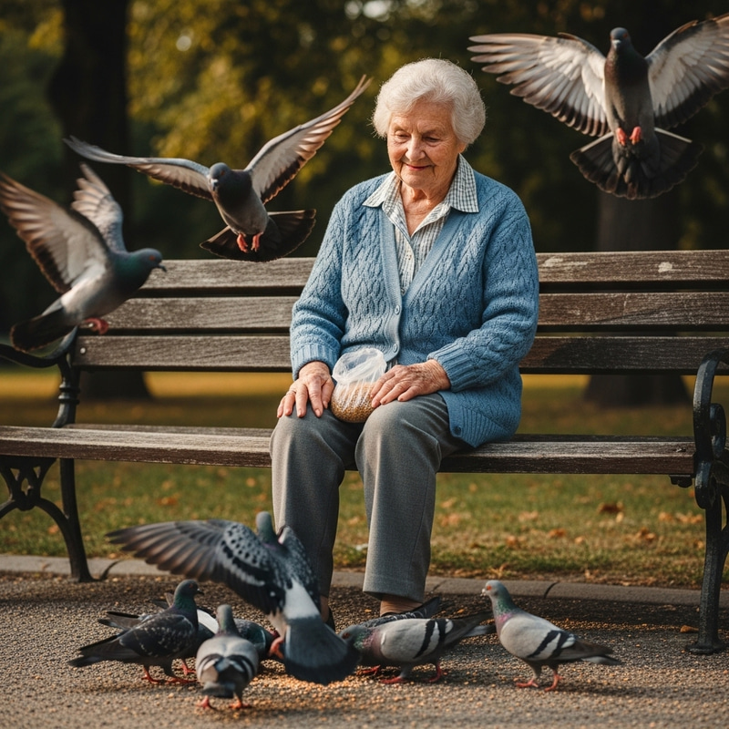 Anna's Kindness: An Elderly Woman and Pigeons Anna's Kindness: An Elderly Woman and Pigeons