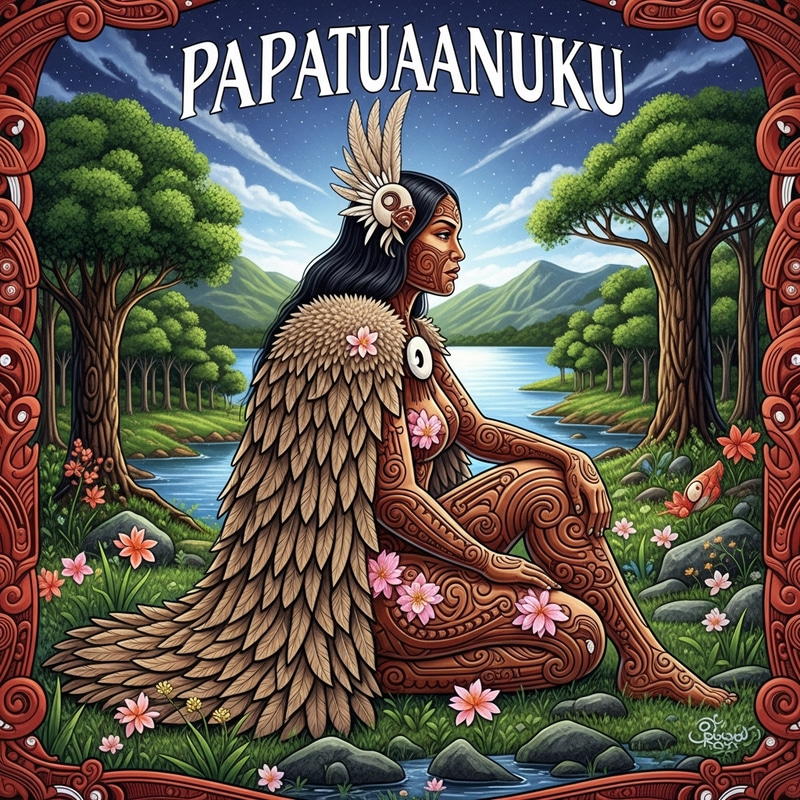Papatuanuku - Maori Earth Mother in Vibrant Forest Setting