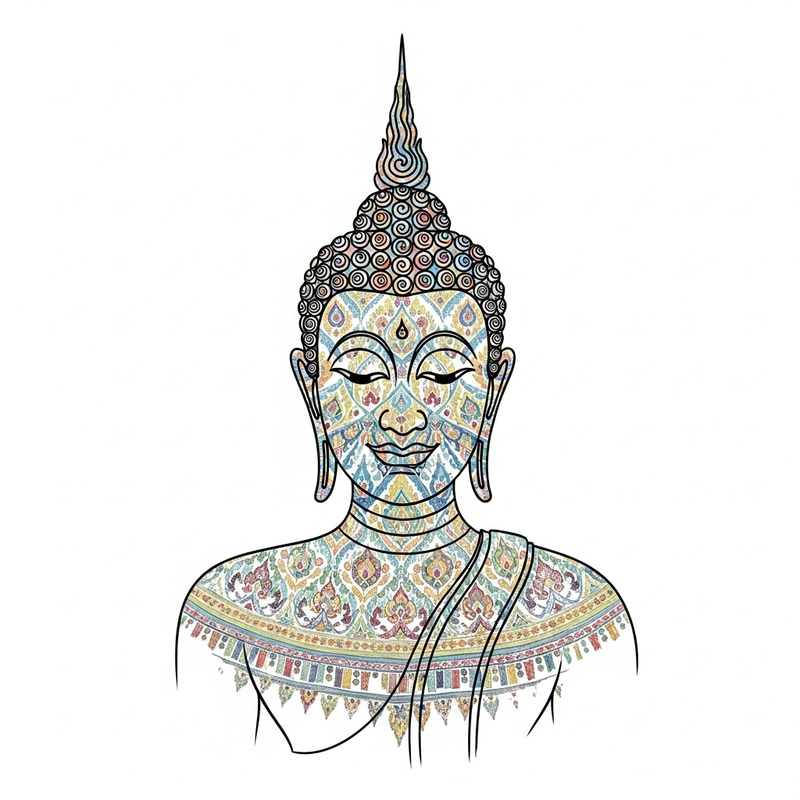 Minimalist 3D CG Buddha Sculpture with Elegant Design Minimalist 3D CG Buddha Sculpture with Elegant Design