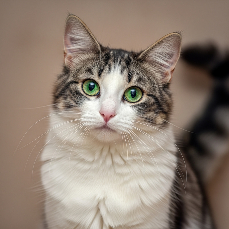 Adorable Domestic Cat with Beautiful Green Eyes Adorable Domestic Cat with Beautiful Green Eyes