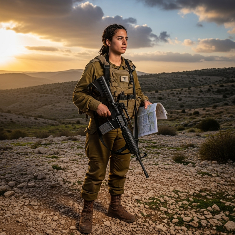 Israeli Female Soldier with Braided Hair Israeli Female Soldier with Braided Hair