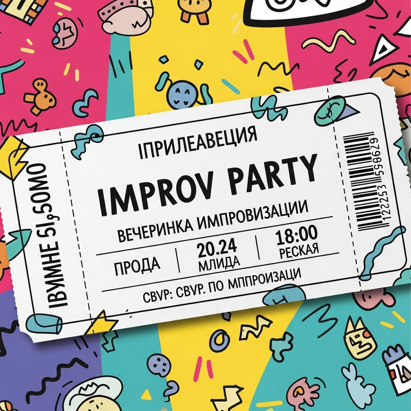Improv Party Ticket Design | RSVP & Venue Details Improv Party Ticket Design | RSVP & Venue Details