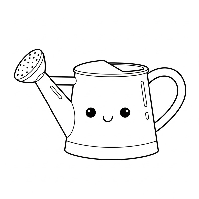 Cute Watering Can Coloring Page for Kids Cute Watering Can Coloring Page for Kids