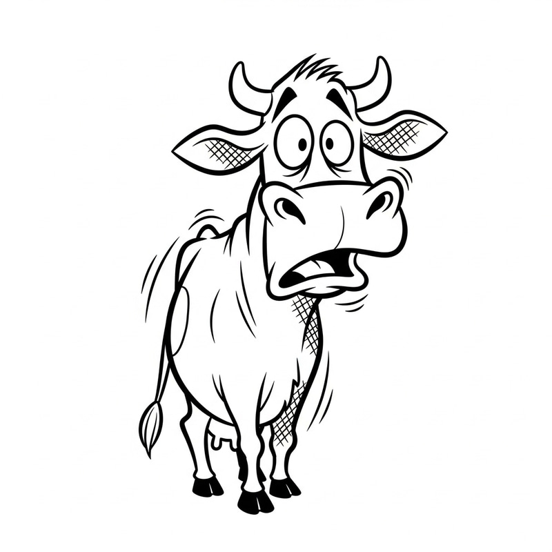 Whimsical Black and White Cow Illustration
