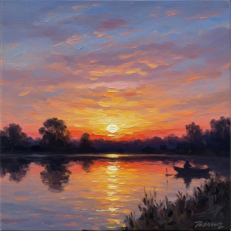 Impressionist Sunset Painting | Serene Colors & Fading Light Impressionist Sunset Painting | Serene Colors & Fading Light