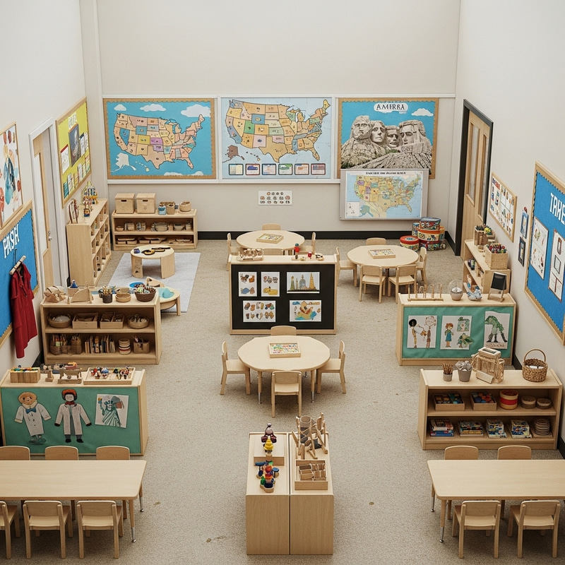 3D USA Themed Preschool Classroom Design 3D USA Themed Preschool Classroom Design