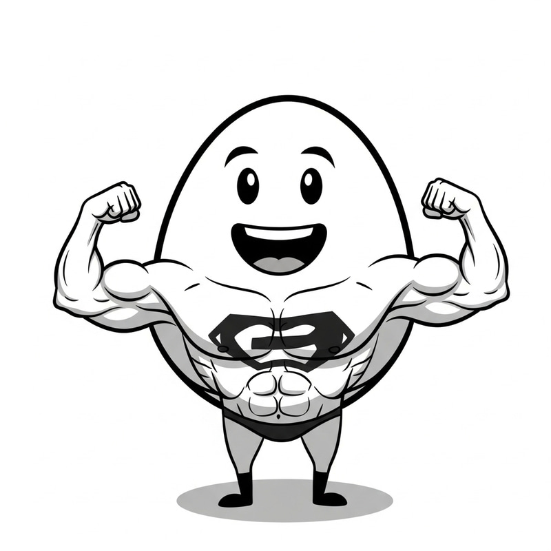 Animated Egg with a Happy Face and Muscular Physique Animated Egg with a Happy Face and Muscular Physique