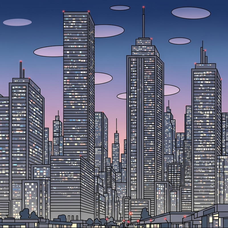 Twilight Cityscape Abstract - Unique Urban Art