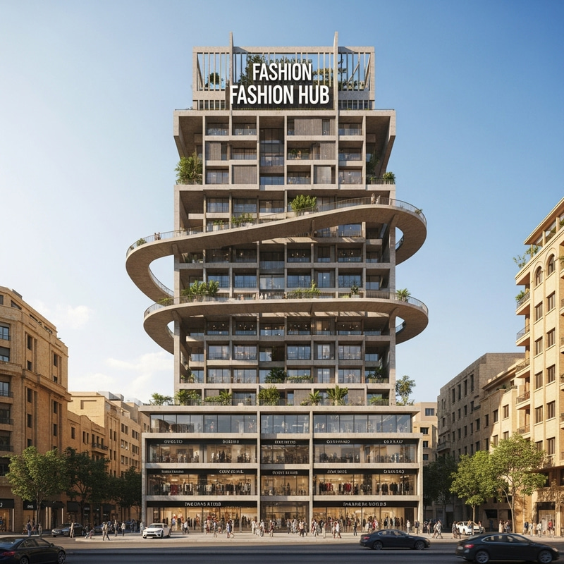 Beirut Fashion Hub: Brutalist Architecture with Retail, Workshops, Catwalk, and Residences Beirut Fashion Hub: Brutalist Architecture with Retail, Workshops, Catwalk, and Residences