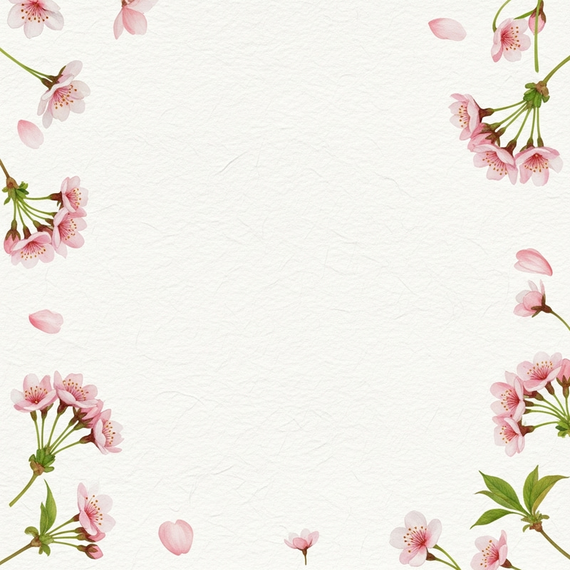 Watercolor Paper Background with Cherry Blossoms