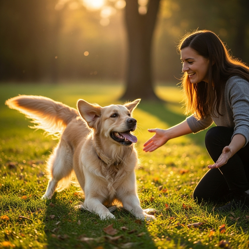 Signs of Dog's Joyful Affection and Happiness Towards Owner Signs of Dog's Joyful Affection and Happiness Towards Owner