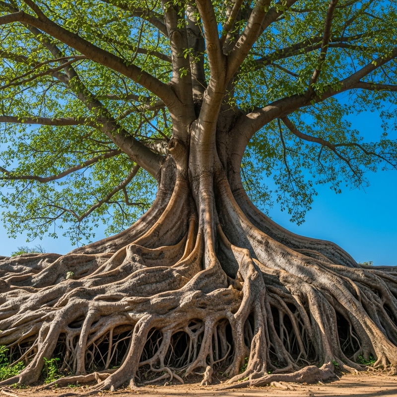 Majestic Old Tree Root System in Splendid Daylight Majestic Old Tree Root System in Splendid Daylight