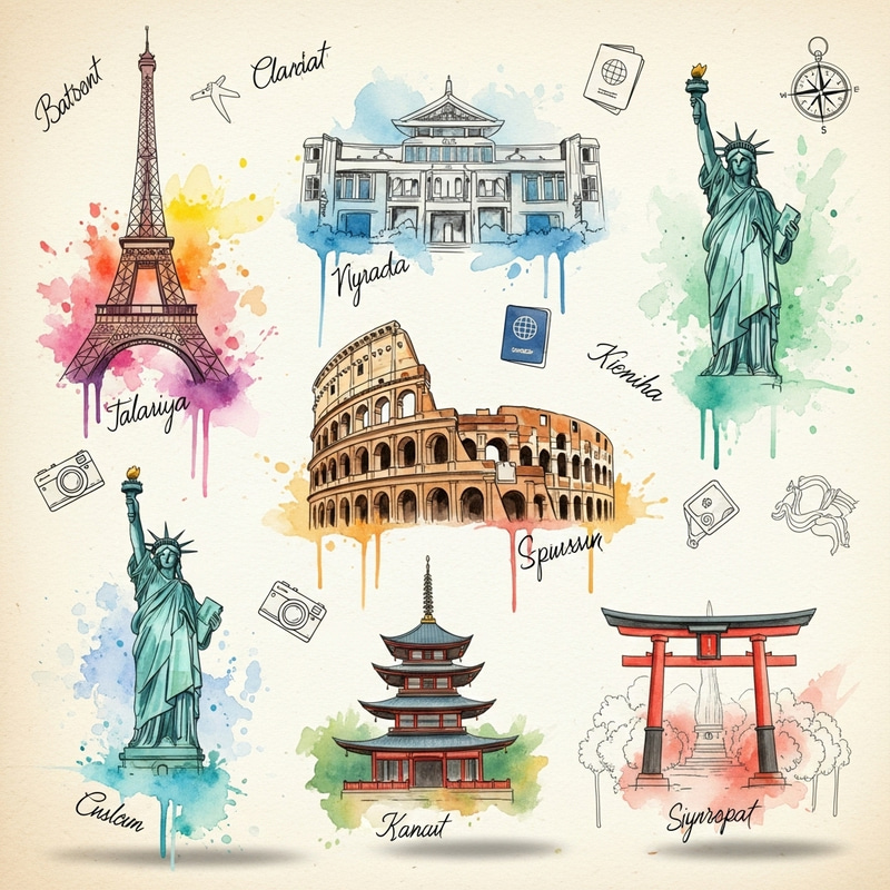 Watercolor Tourist Attractions: A Visual Journey
