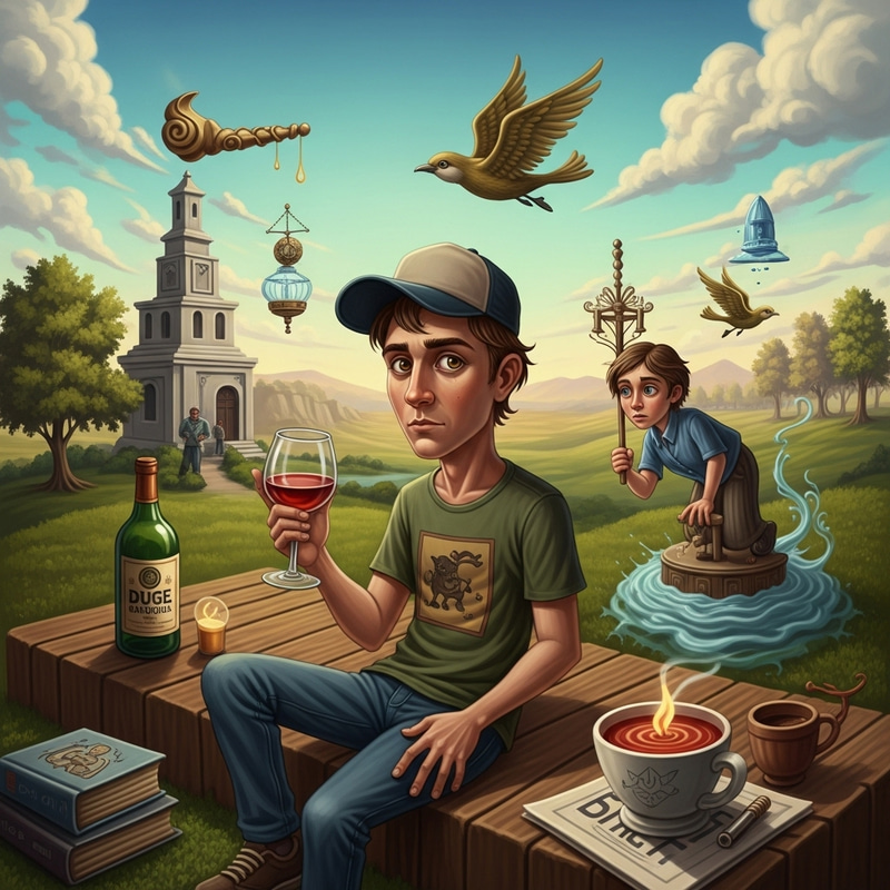 Surrealist Artwork of Man Drowning in Addiction and Emotions Surrealist Artwork of Man Drowning in Addiction and Emotions