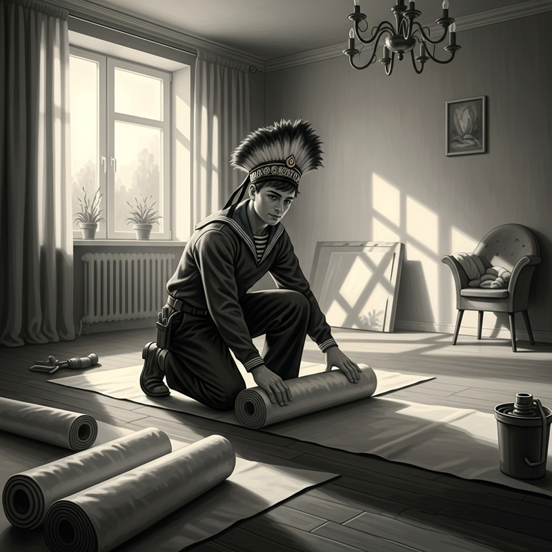 Vintage Russian Sailor in Chiaroscuro Scene | Waterproofing Material Vintage Russian Sailor in Chiaroscuro Scene | Waterproofing Material