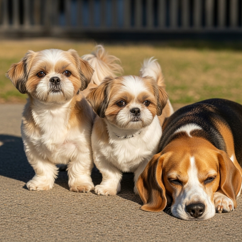 Heartwarming Scene: 2 Shih Tzus, 1 Beagle Harmony