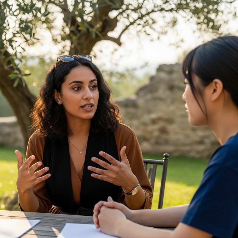 Engrossing Conversation Between Young Women | Open Postures Engrossing Conversation Between Young Women | Open Postures