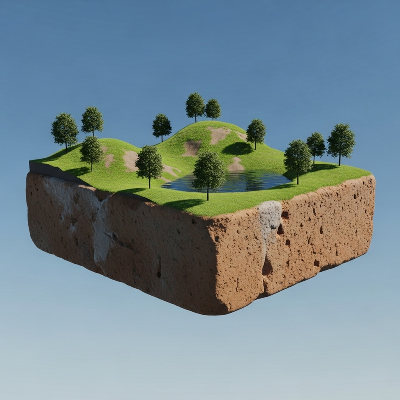 3D Flying Brick with Miniature Landscape
