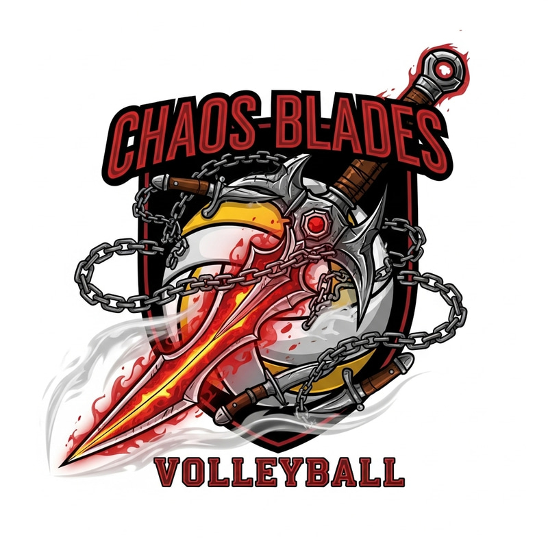 Mythical Chaos Blade Volleyball Team Logo Design | Heroes and Gods