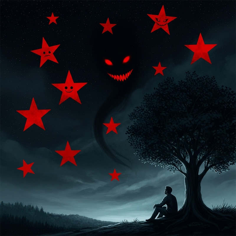 Crimson Stars Under a Dark Sky: A Haunting Art Piece Crimson Stars Under a Dark Sky: A Haunting Art Piece