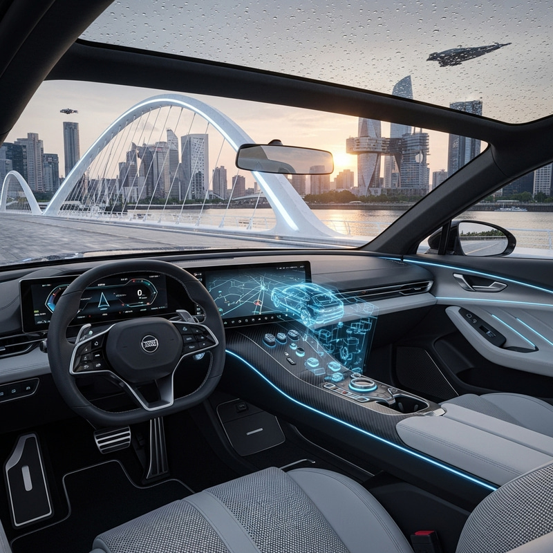 Futuristic Car Interior Design on Bridge - Salon of the Future Car Futuristic Car Interior Design on Bridge - Salon of the Future Car