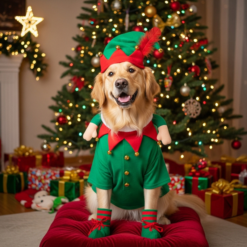 Friendly Christmas Elf Dog | Amusing Costume for Children
