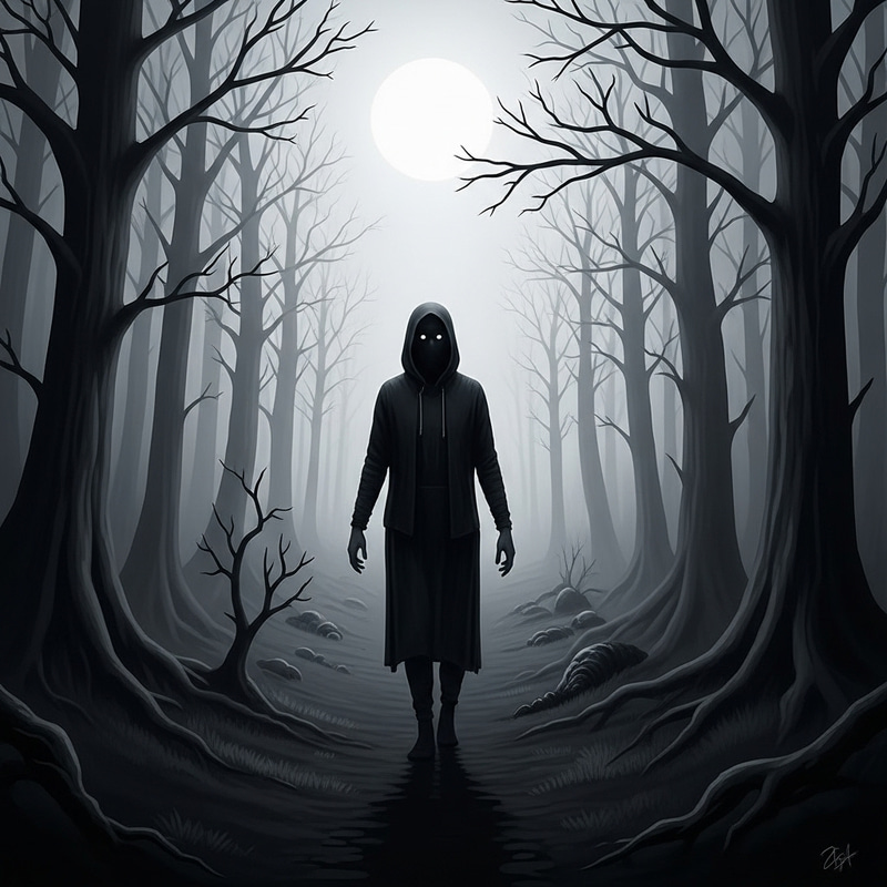 Ethereal Mystery in Monochromatic Forest - Salvador Dali Inspired Ethereal Mystery in Monochromatic Forest - Salvador Dali Inspired